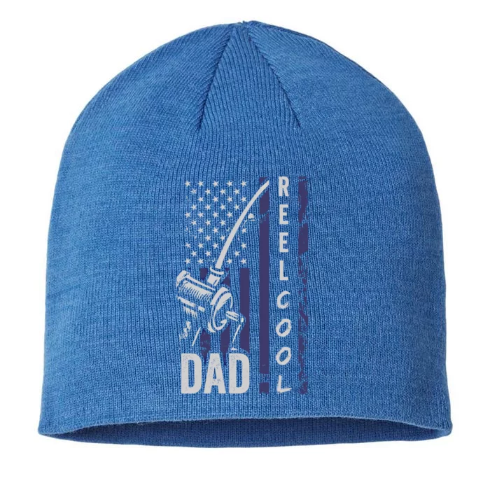 Reel Cool Dad American Flag Fishing Dad Fathers Day Gift 8 1/2in Sustainable Knit Beanie