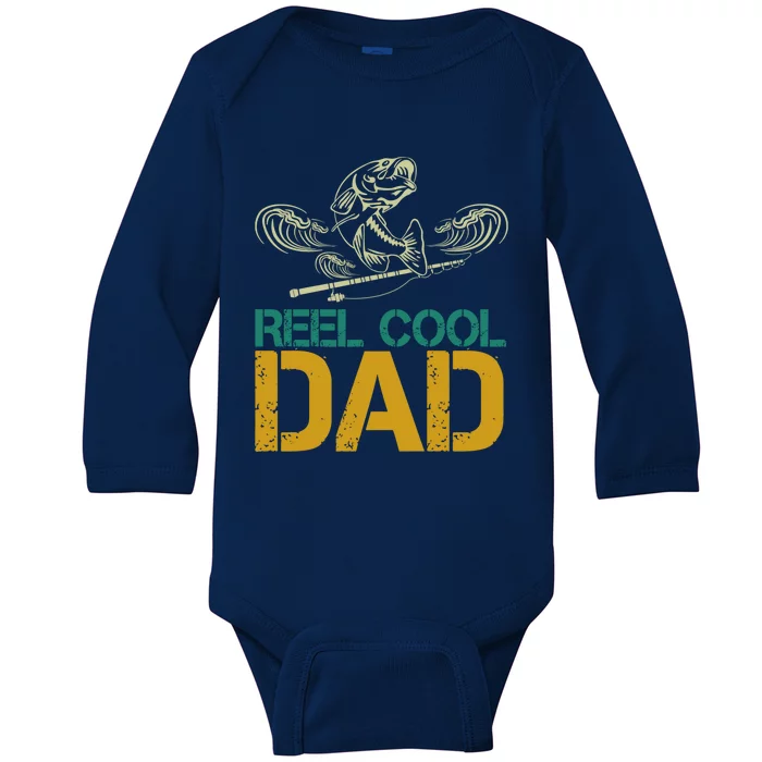 Reel Cool Dad Best Daddy Ever Fishing Lovers Fathers Day Gift Baby Long Sleeve Bodysuit