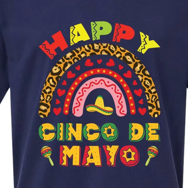 Rainbow Cinco De Meow With Smiling Cat Taco And Sombrero Sueded Cloud Jersey T-Shirt