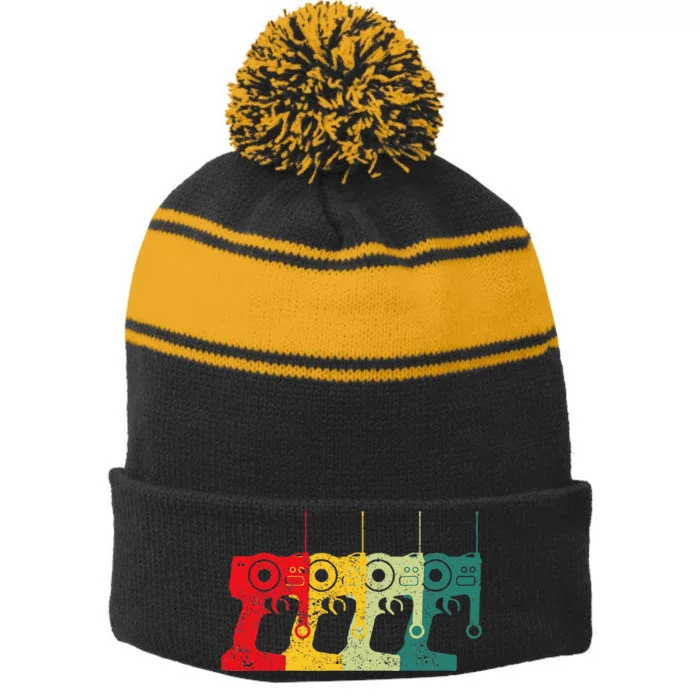 RC Car Drivers Funny RC Car Racing Lovers Enthusiasts Stripe Pom Pom Beanie