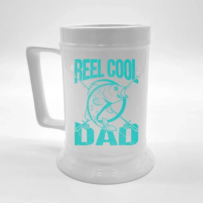 Reel Cool Dad Fathers Day Daddy Fishing Dad Gift Front & Back Beer Stein