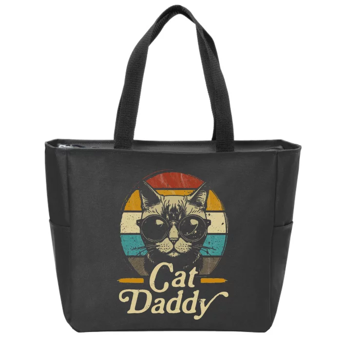 Retro Cat Daddy 80s 90S Style Cat Sunglasses vintage Zip Tote Bag