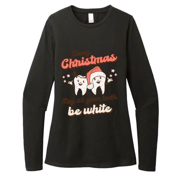 Retro Christmas Dentist Teeth Squad Funny Santa Claus Xmas Great Gift Womens CVC Long Sleeve Shirt