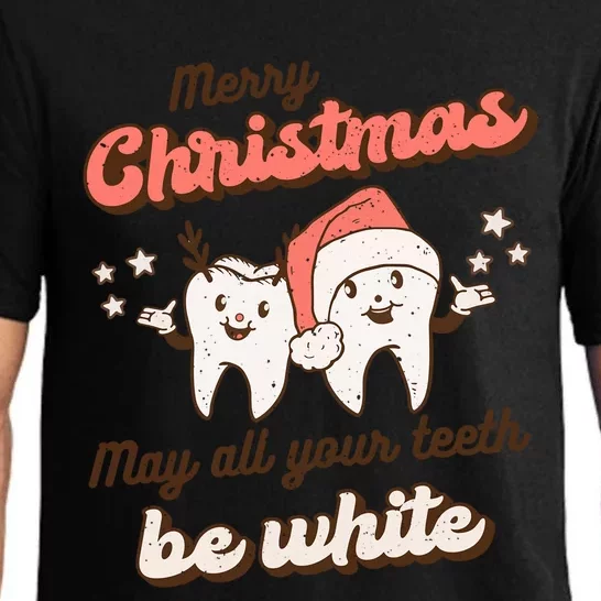 Retro Christmas Dentist Teeth Squad Funny Santa Claus Xmas Great Gift Pajama Set