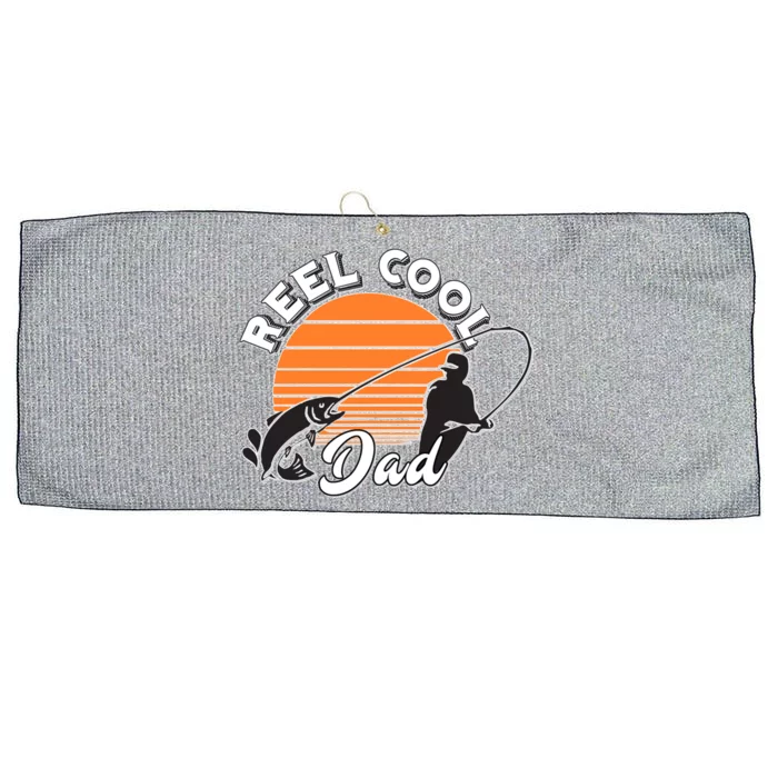 Reel Cool Dad Real Funny Fishing Pun Father's Day Gift Large Microfiber Waffle Golf Towel