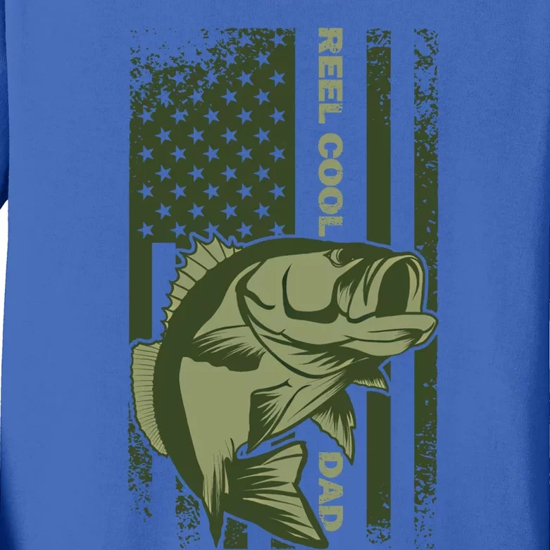 Reel Cool Dad Fish And American Flag S Fishing Gift Kids Long Sleeve Shirt