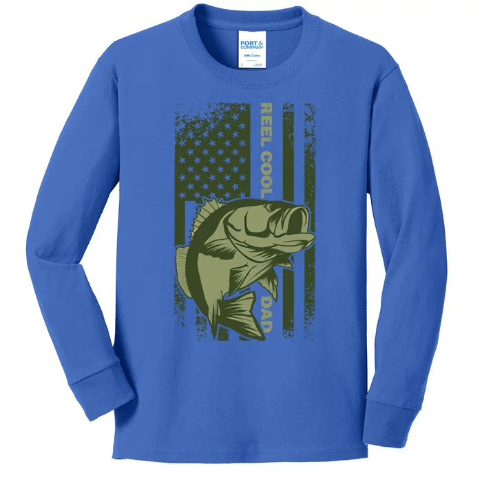 Reel Cool Dad Fish And American Flag S Fishing Gift Kids Long Sleeve Shirt