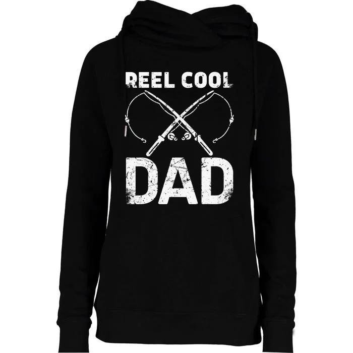 Reel Cool Dad Fisherman Daddy Father's Day Fishing Womens Funnel Neck Pullover Hood