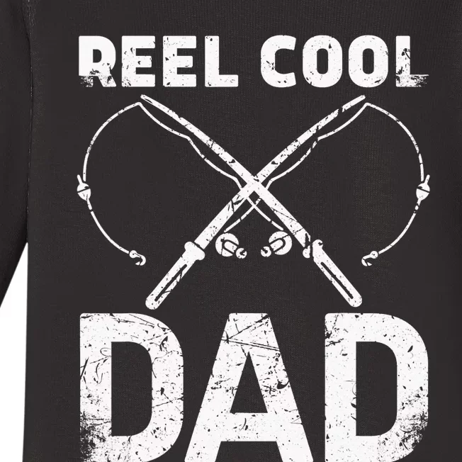 Reel Cool Dad Fisherman Daddy Father's Day Fishing Baby Long Sleeve Bodysuit