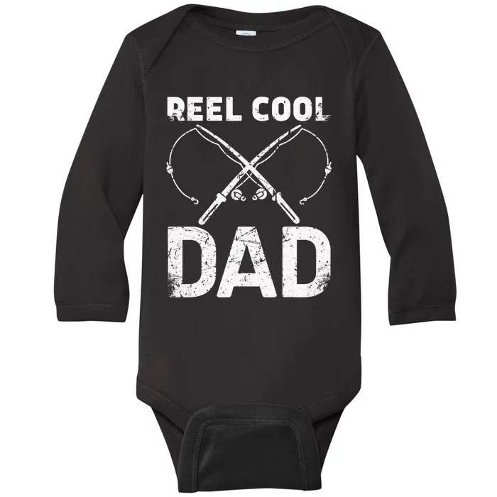 Reel Cool Dad Fisherman Daddy Father's Day Fishing Baby Long Sleeve Bodysuit