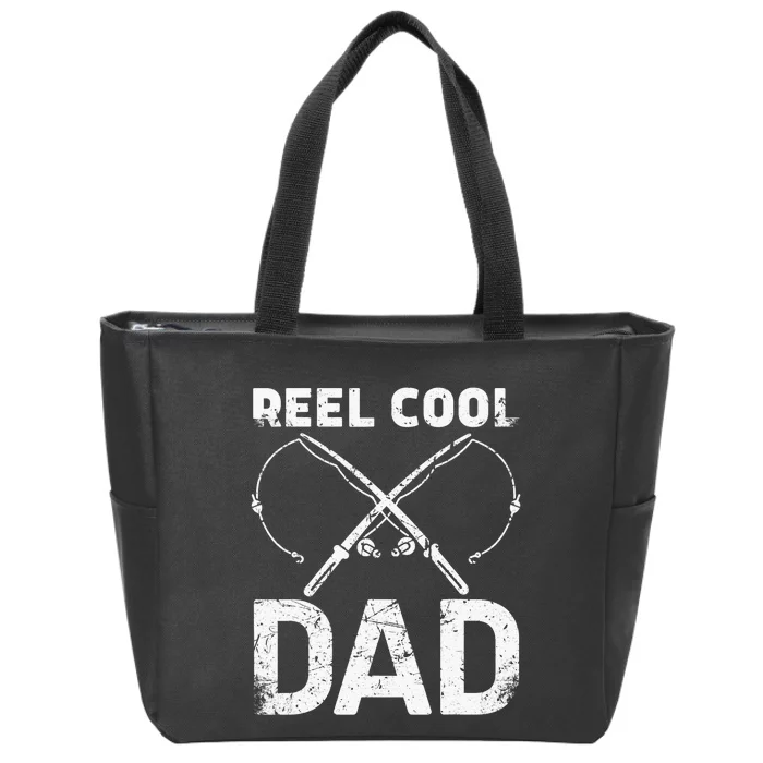 Reel Cool Dad Fisherman Daddy Father's Day Fishing Zip Tote Bag