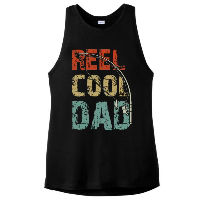 Reel Cool Dad Funny Fishing Fathers Day Fisherman Daddy Ladies Tri-Blend Wicking Tank