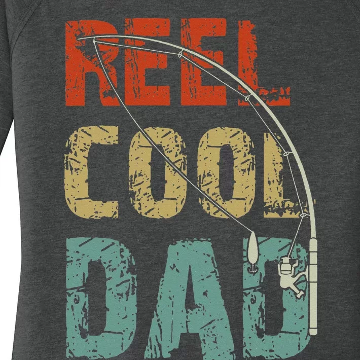 Reel Cool Dad Funny Fishing Fathers Day Fisherman Daddy Women's Perfect Tri Tunic Long Sleeve Shirt