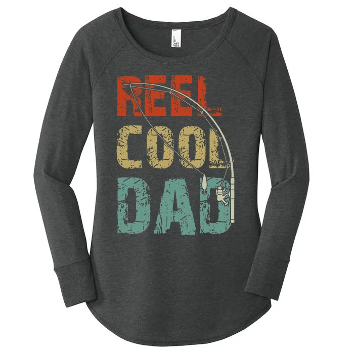 Reel Cool Dad Funny Fishing Fathers Day Fisherman Daddy Women's Perfect Tri Tunic Long Sleeve Shirt