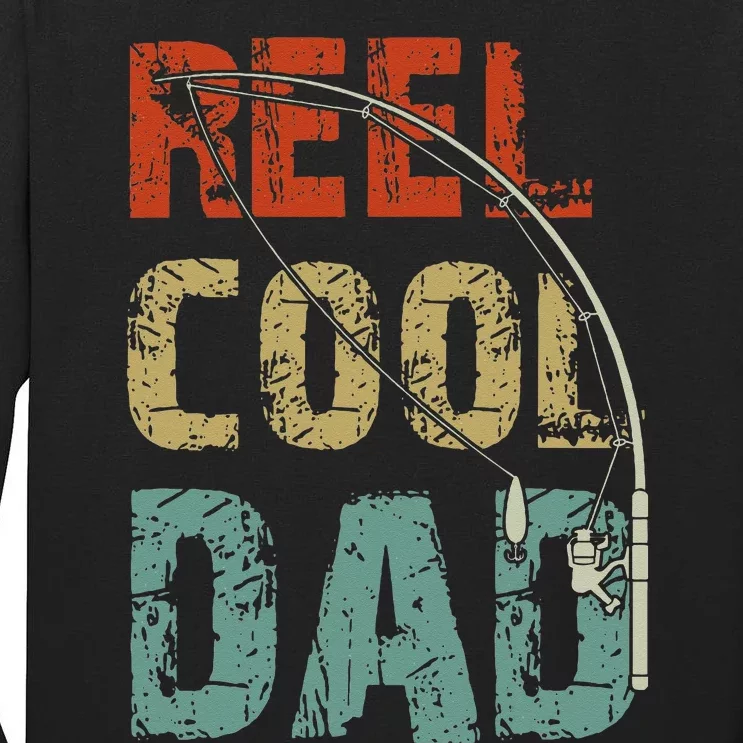 Reel Cool Dad Funny Fishing Fathers Day Fisherman Daddy Tall Long Sleeve T-Shirt