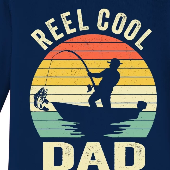 Reel Cool Dad Fishing Daddy Fathers Day Gift Baby Long Sleeve Bodysuit