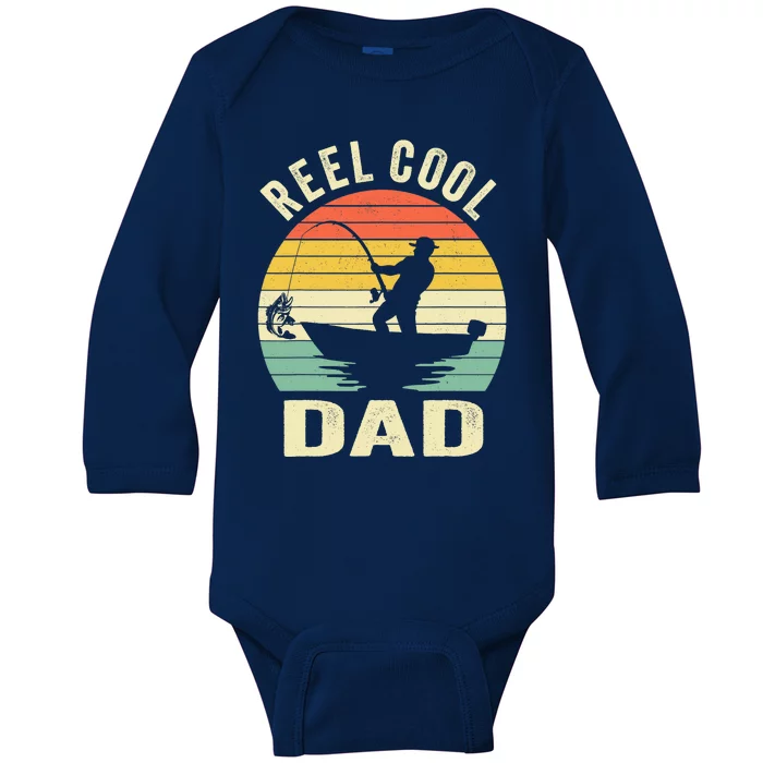 Reel Cool Dad Fishing Daddy Fathers Day Gift Baby Long Sleeve Bodysuit