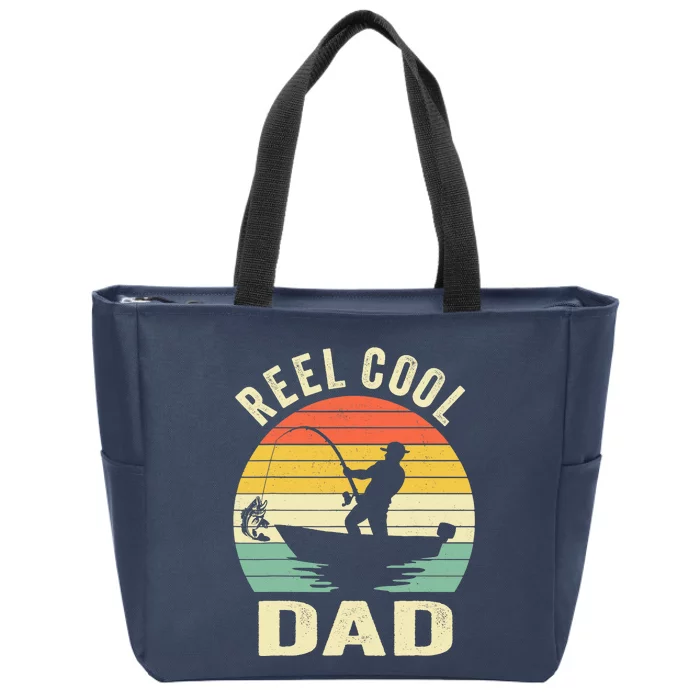 Reel Cool Dad Fishing Daddy Fathers Day Gift Zip Tote Bag