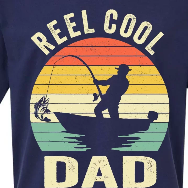 Reel Cool Dad Fishing Daddy Fathers Day Gift Sueded Cloud Jersey T-Shirt