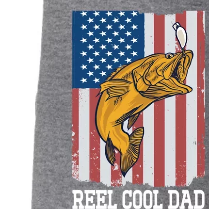 Reel Cool Dad American Flag Fishing Fathers Day Fishing Dad Great Gift Doggie 3-End Fleece Hoodie