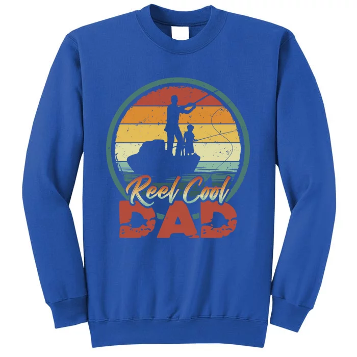 Reel Cool Dad Gift Cool Vintage Retro Fishing Family Gift Tall Sweatshirt