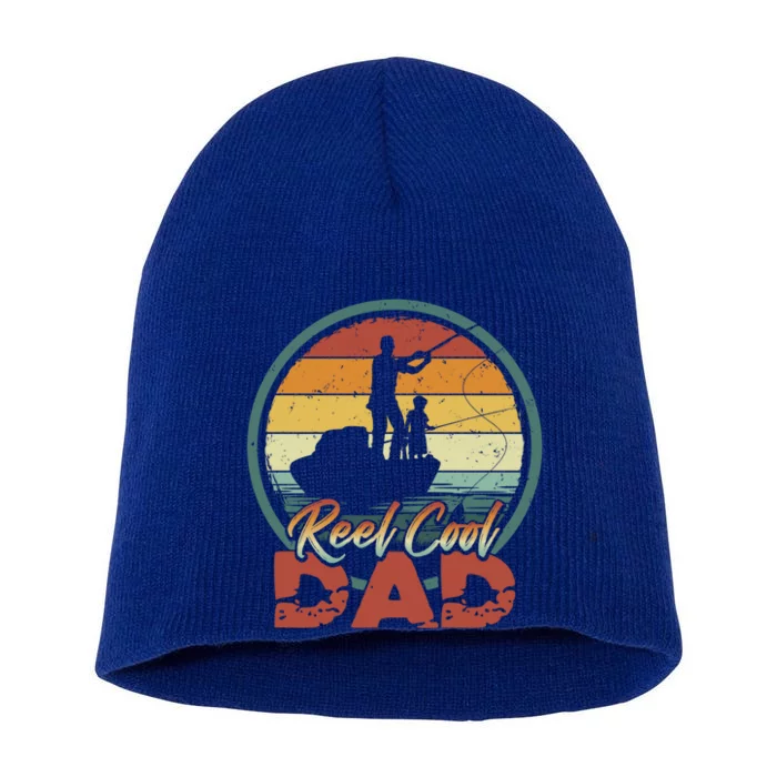 Reel Cool Dad Gift Cool Vintage Retro Fishing Family Gift Short Acrylic Beanie