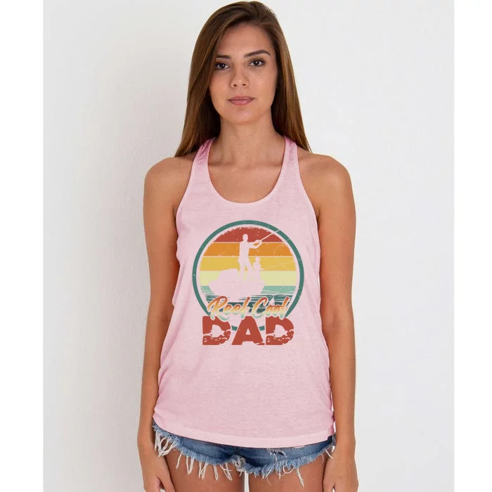 Reel Cool Dad Gift Cool Vintage Retro Fishing Family Gift Women's Knotted Racerback Tank