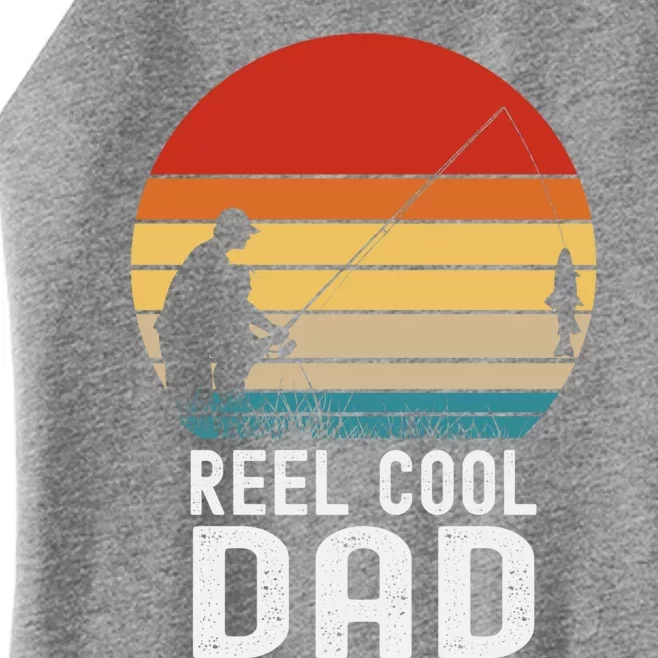 Reel Cool Dad Grandad Fisher Daddy Father's Day Fishing Gift Women’s Perfect Tri Rocker Tank