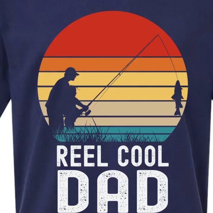 Reel Cool Dad Grandad Fisher Daddy Father's Day Fishing Gift Sueded Cloud Jersey T-Shirt