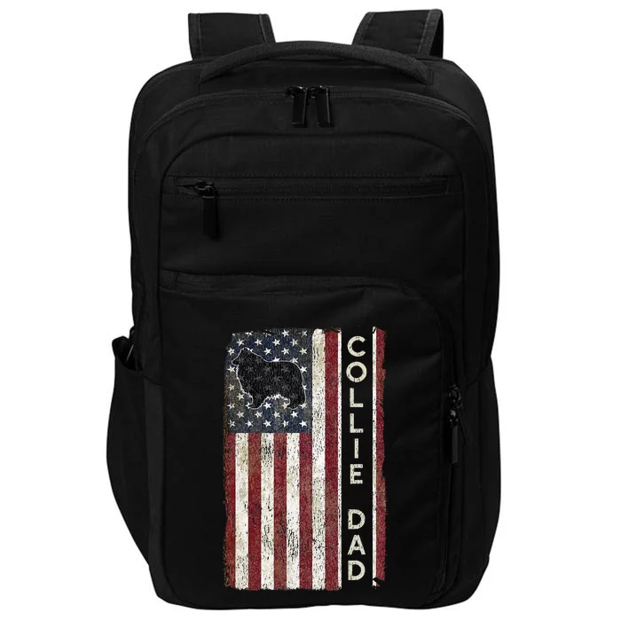 Rough Collie Dad 4th July American Flag Fathers Day Impact Tech Backpack