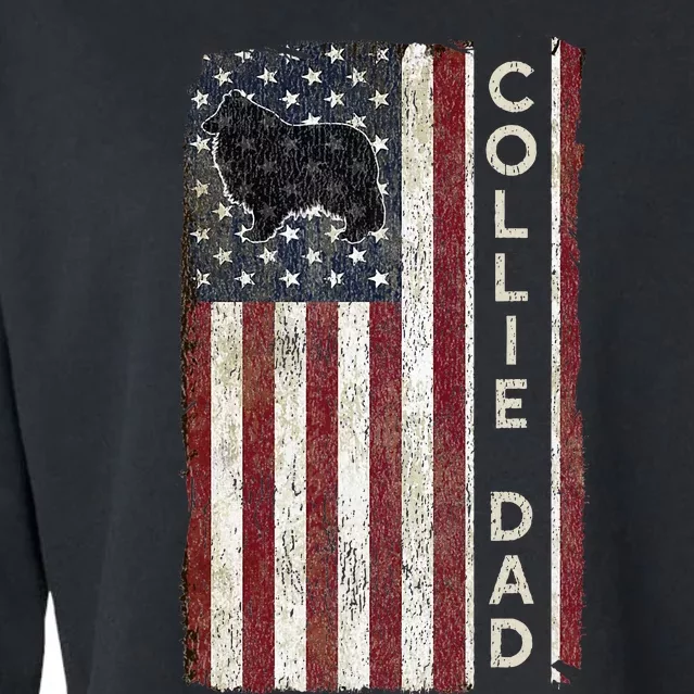 Rough Collie Dad 4th July American Flag Fathers Day Cropped Pullover Crew