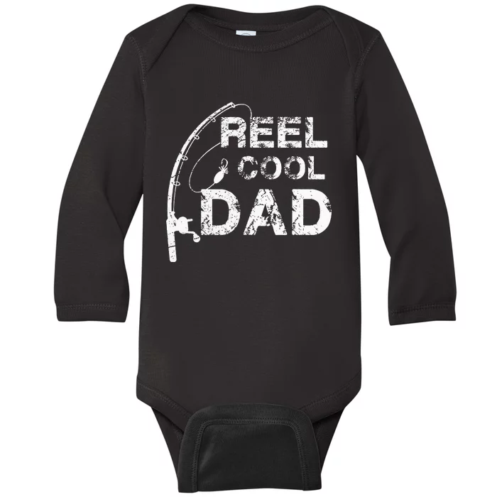 Reel Cool Dad Fishing Daddy Fathers Day Gif Baby Long Sleeve Bodysuit