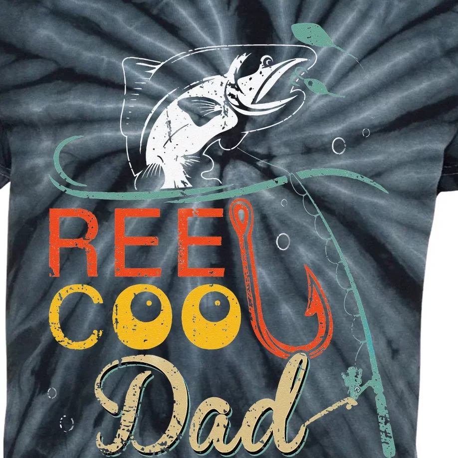 Reel Cool Dad Funny Fishing Father's Day Fisherman Daddy Kids Tie-Dye T-Shirt