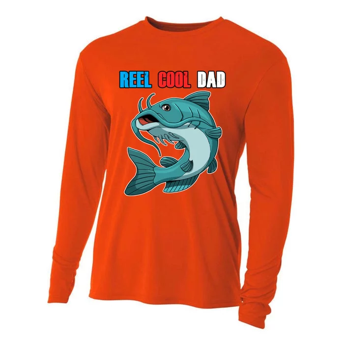 Reel Cool Dad Great Gift Daddy Fathers Day Fishing Gift Funny Gift Cooling Performance Long Sleeve Crew