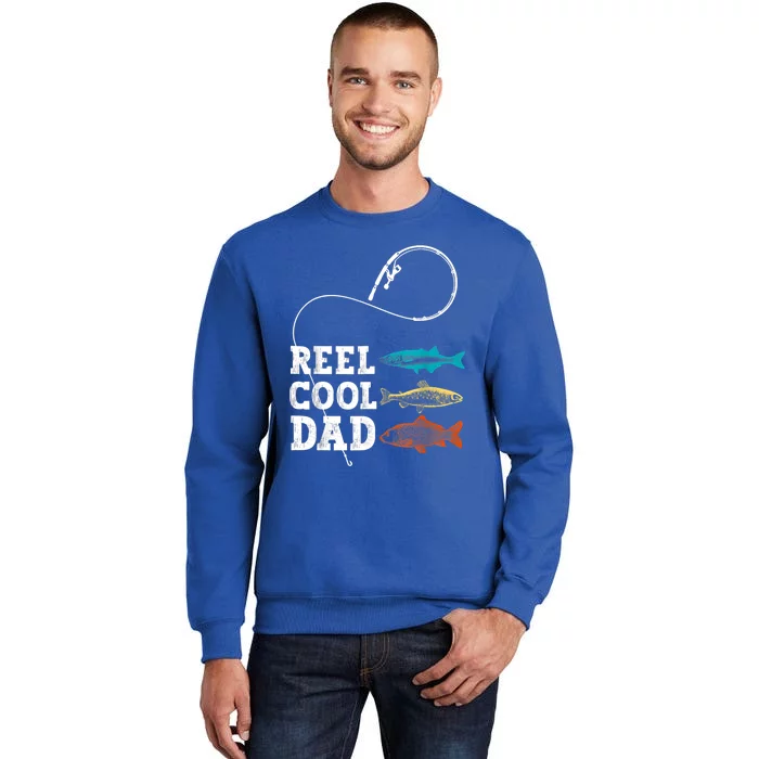 Reel Cool Dad Fishing Fisher Funny Joke Vintage Retro Gift Tall Sweatshirt