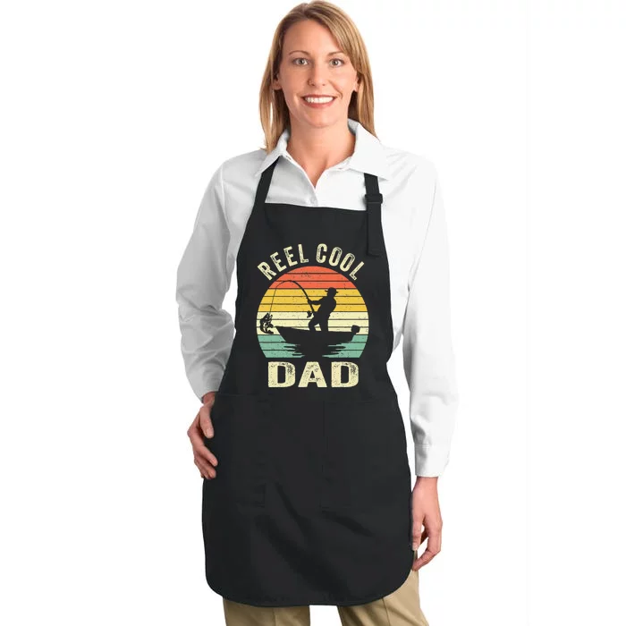 Reel Cool Dad Fishing Daddy Fathers Day Full-Length Apron With Pocket