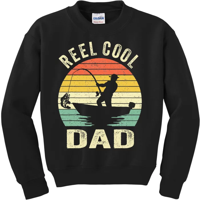 Reel Cool Dad Fishing Daddy Fathers Day Kids Sweatshirt