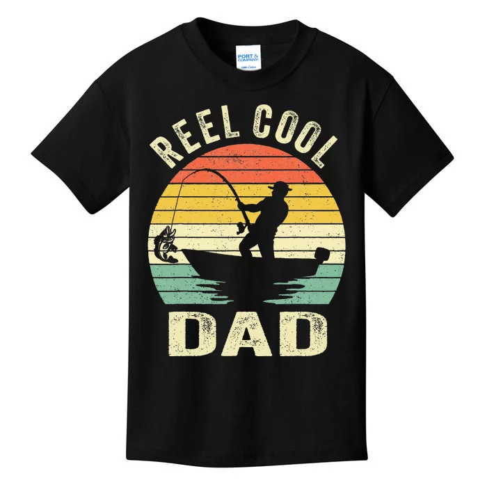 Reel Cool Dad Fishing Daddy Fathers Day Kids T-Shirt