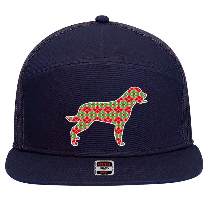 Rottweiler Christmas Dog Lover Gift 7 Panel Mesh Trucker Snapback Hat