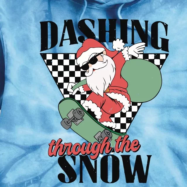 Retro Christmas Dashing Through The Snow Tie Dye Hoodie