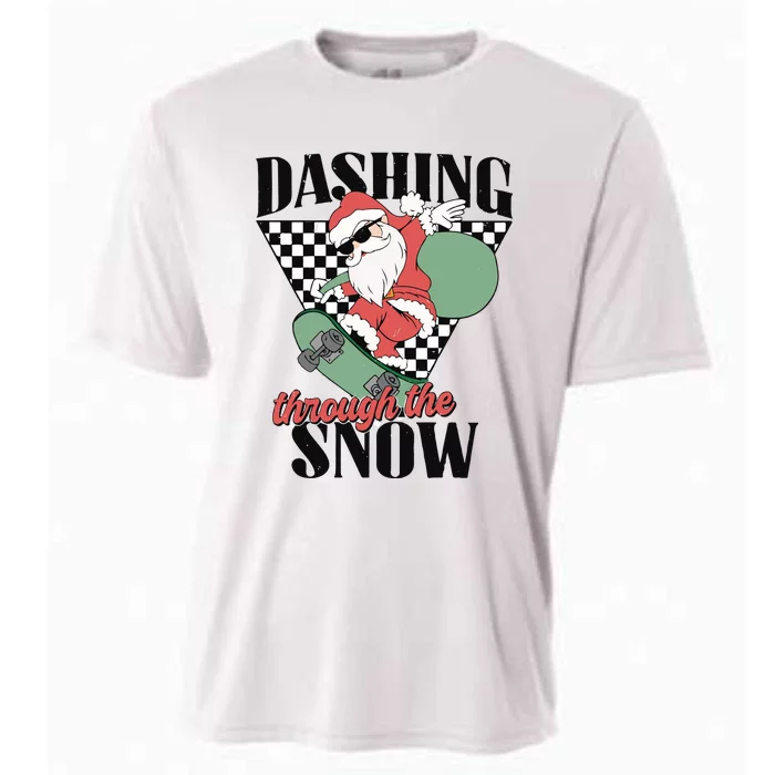 Retro Christmas Dashing Through The Snow Cooling Performance Crew T-Shirt