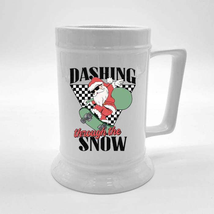 Retro Christmas Dashing Through The Snow Front & Back Beer Stein