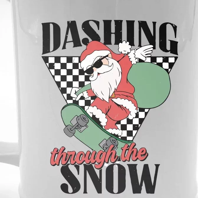 Retro Christmas Dashing Through The Snow Front & Back Beer Stein