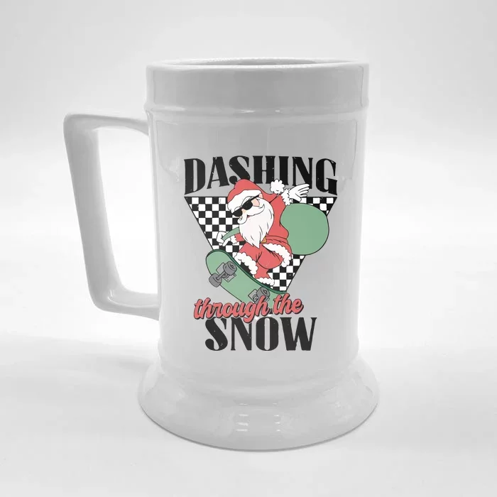 Retro Christmas Dashing Through The Snow Front & Back Beer Stein