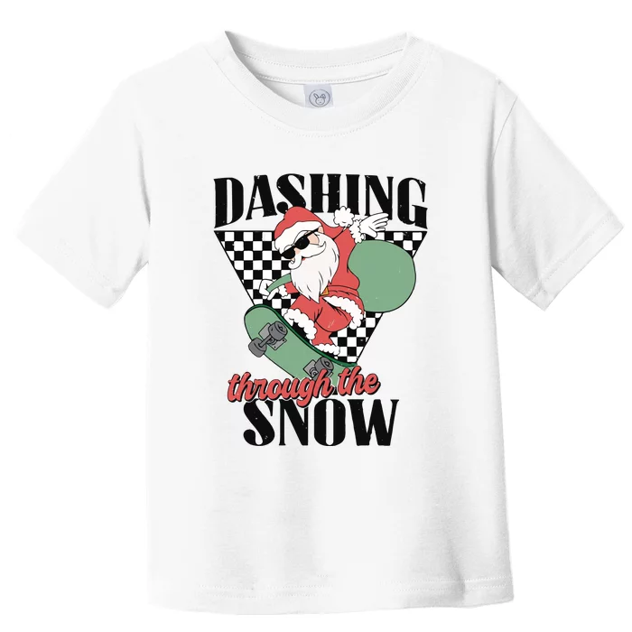 Retro Christmas Dashing Through The Snow Toddler T-Shirt