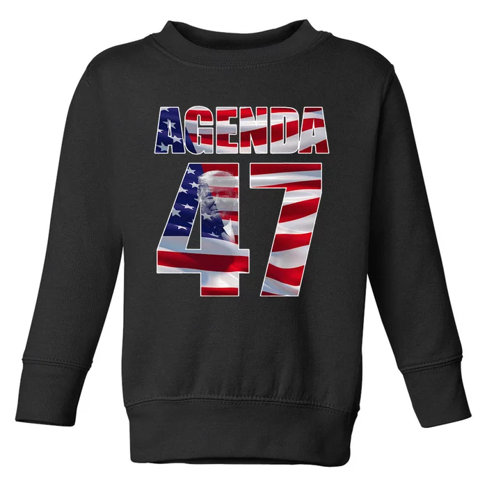 Retro Campaign Design Agenda 47 Patriotic Trump Re Election Toddler Sweatshirt