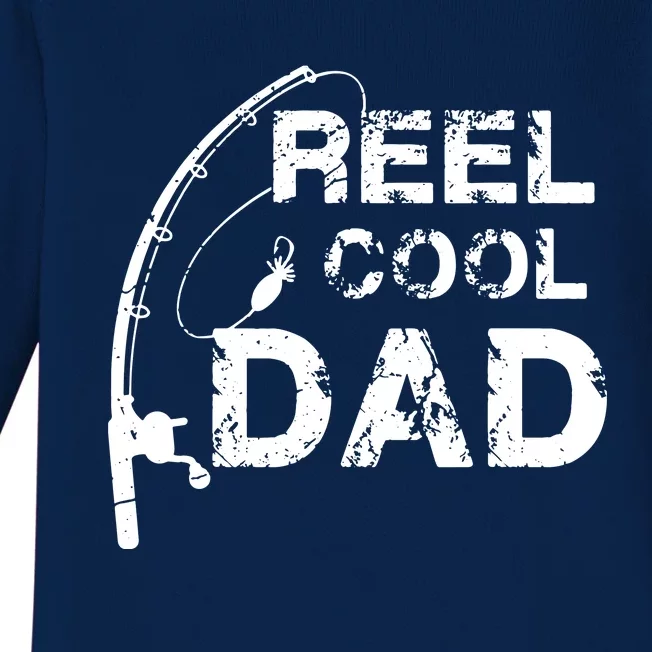 Reel Cool Dad Fishing Daddy Father's Day Gift Baby Long Sleeve Bodysuit