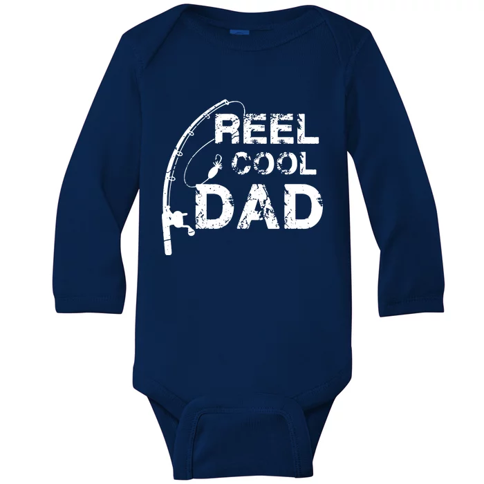 Reel Cool Dad Fishing Daddy Father's Day Gift Baby Long Sleeve Bodysuit