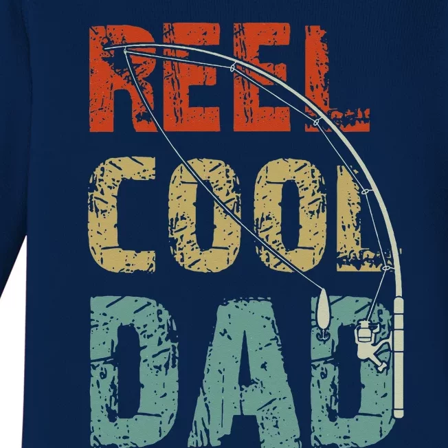 Reel Cool Dad Funny Fishing Father's Day Fisherman Daddy Baby Long Sleeve Bodysuit