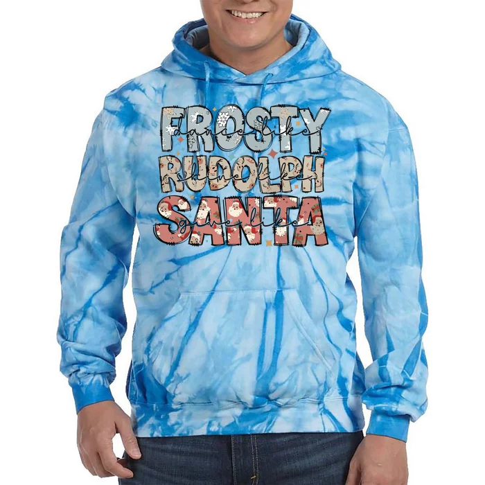 Retro Christmas Dance Like Frosty Santa Claus Tie Dye Hoodie